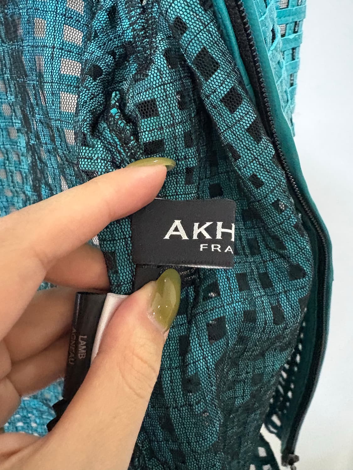 AKHESA FRANCE(아케사 프랑스) 정품 리얼 양가죽 메쉬 집업 자 상품이미지7