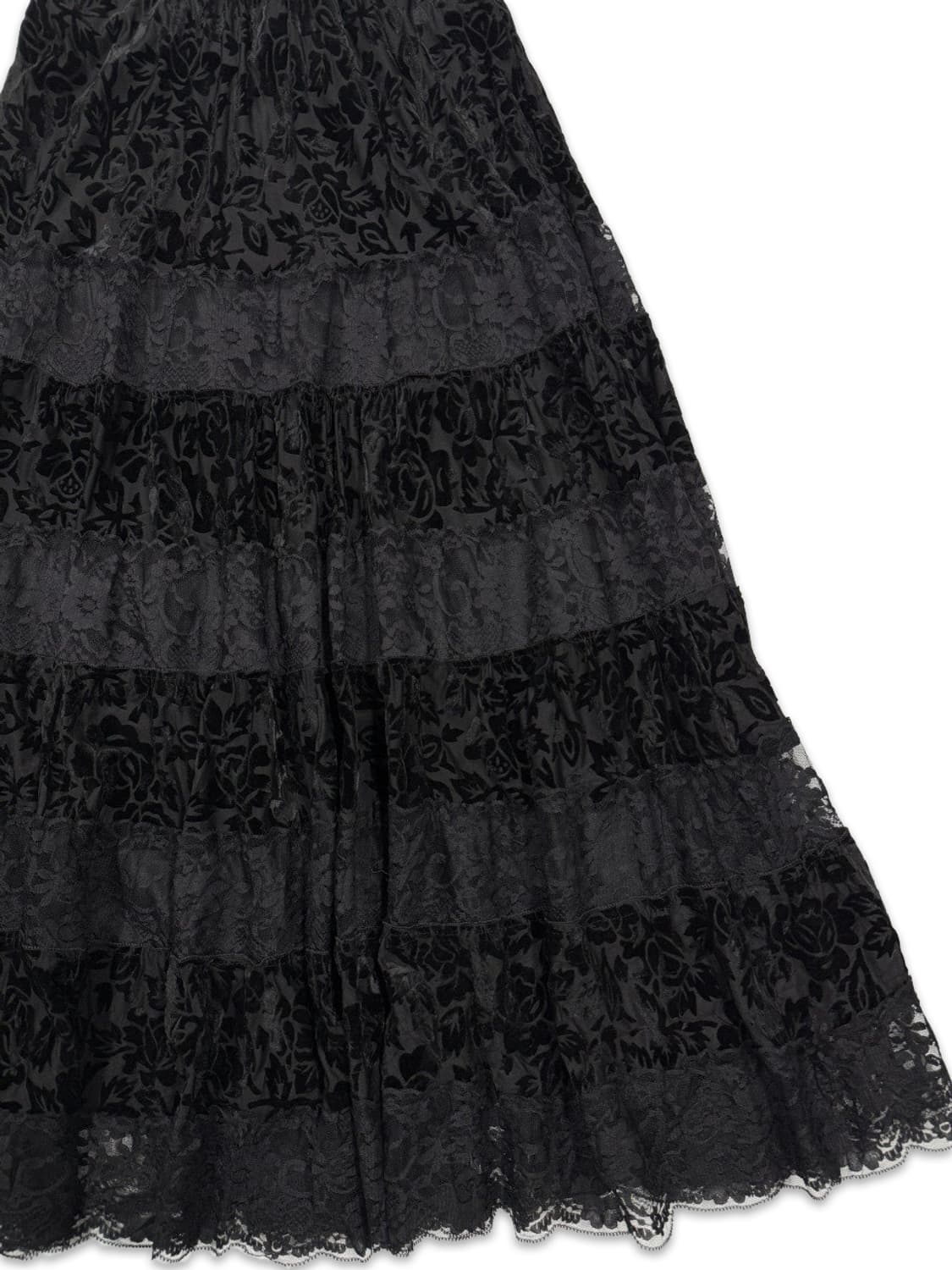 빈티지 블랙 플레어 레이스 롱 스커트 상품이미지2