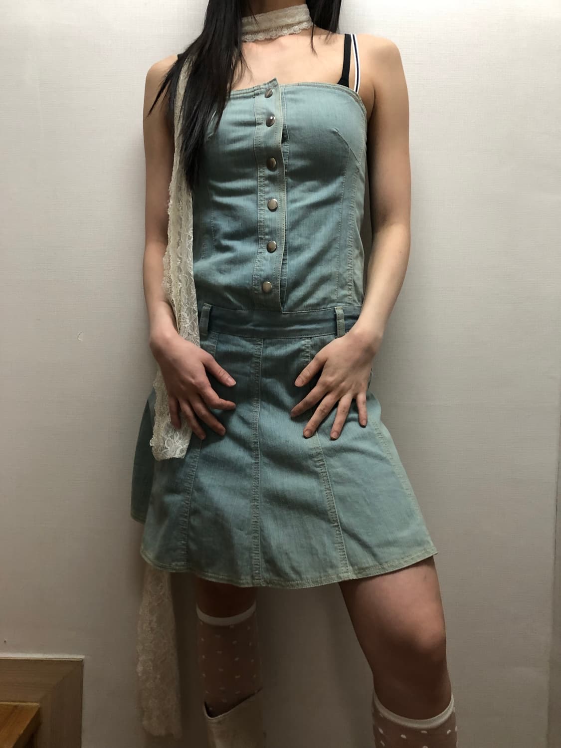 빈티지 데님 버튼 원피스 상품이미지3