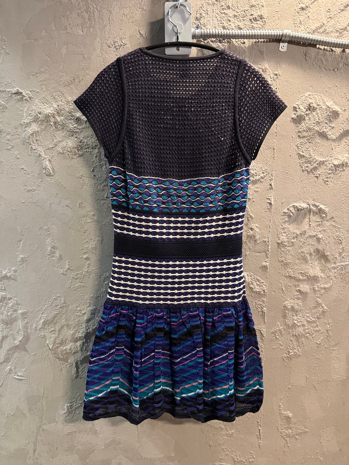 42 미쏘니 MISSONI 패턴 니트 반팔 원피스 퍼플 멀티 상품이미지5