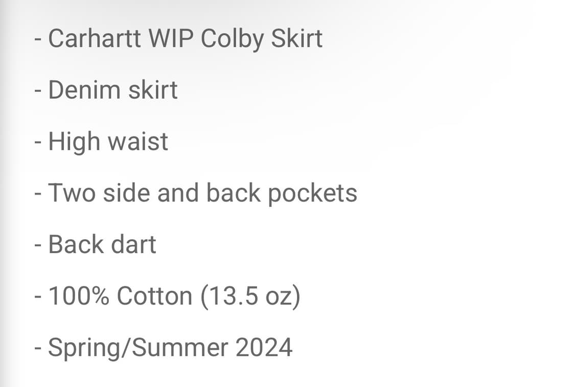 칼하트 콜비 스커트 carhartt  W COLBY SKIRT SMITH 상품이미지8