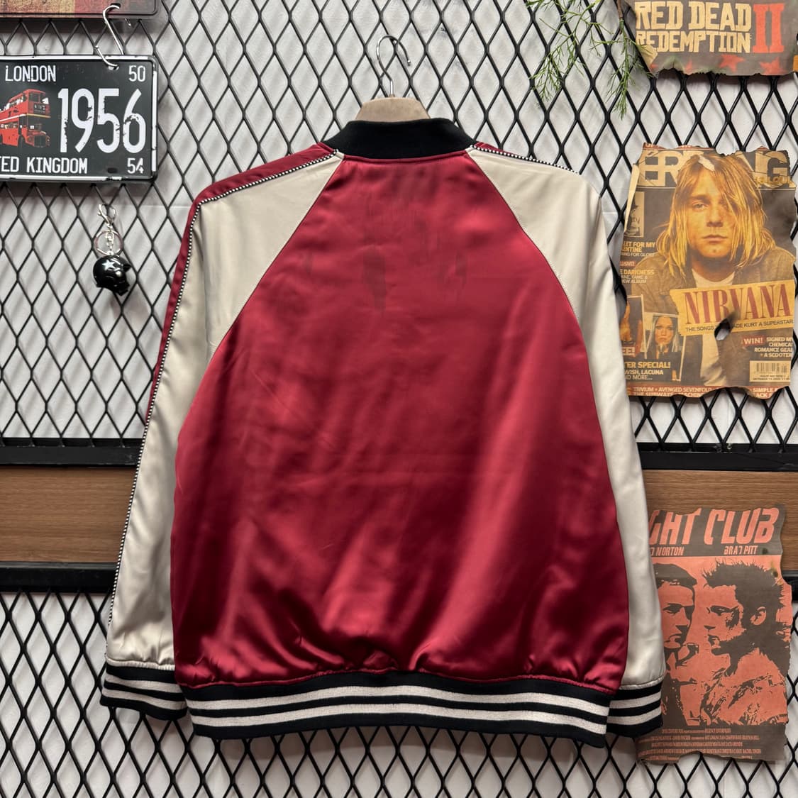 JPN VINTAGE 리버시블 스카쟌 봄버 자켓 레드 블랙 상품이미지2