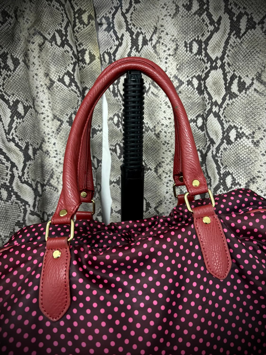 갸루 키치 핑크 도트패턴 유틸리티 오버백 상품이미지8