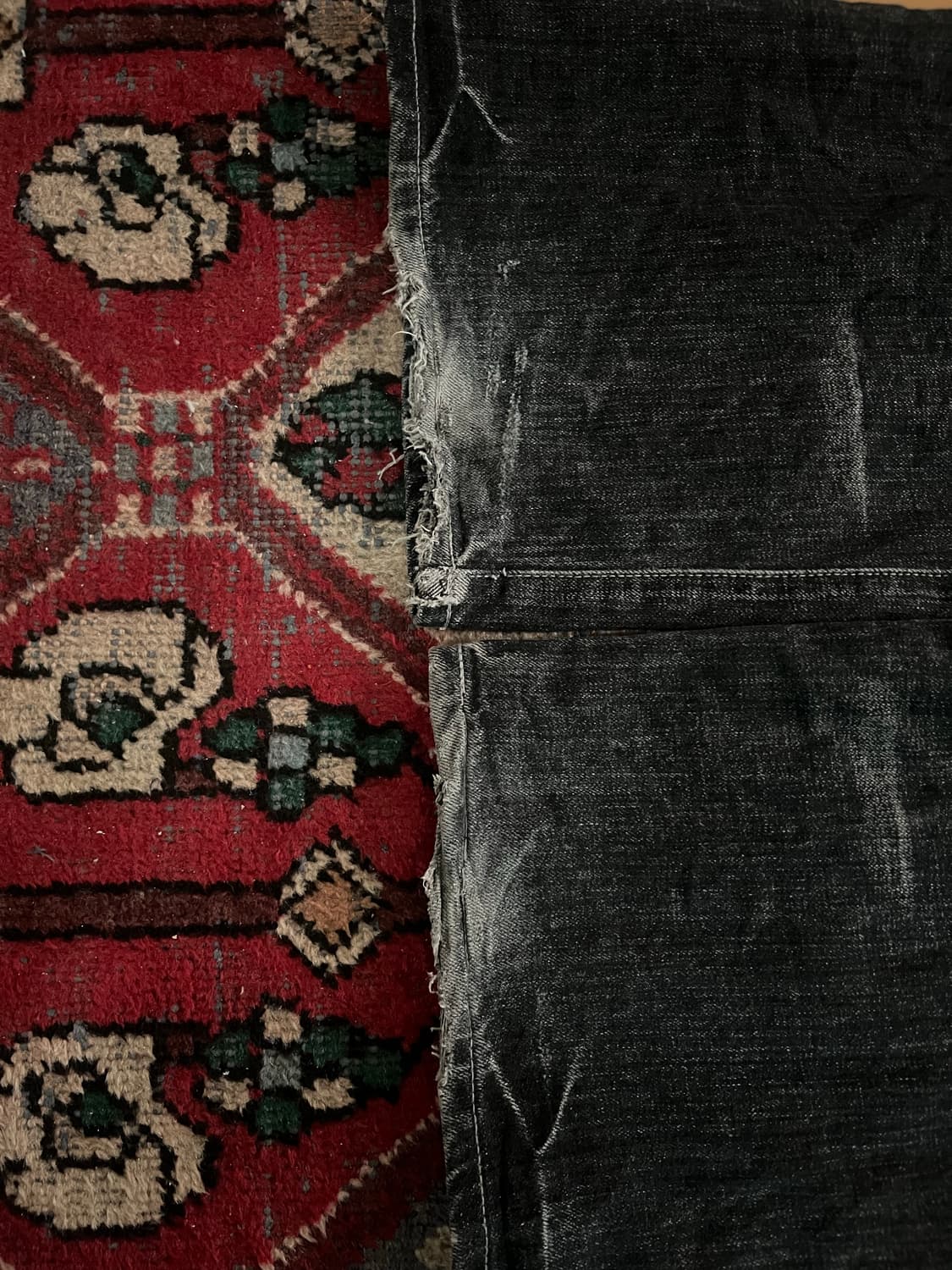 네이버후드 워시드 데님 DP 와이드 팬츠 블랙 상품이미지5