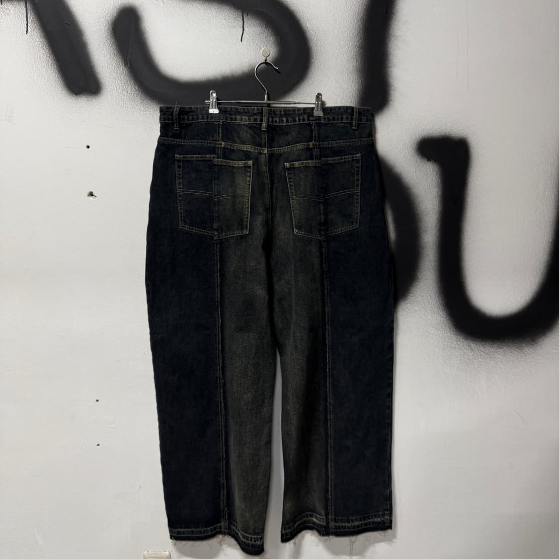 VTG 빈티지 빅사이즈 샌드워싱 디테일 와이드 데님 팬츠 상품이미지2