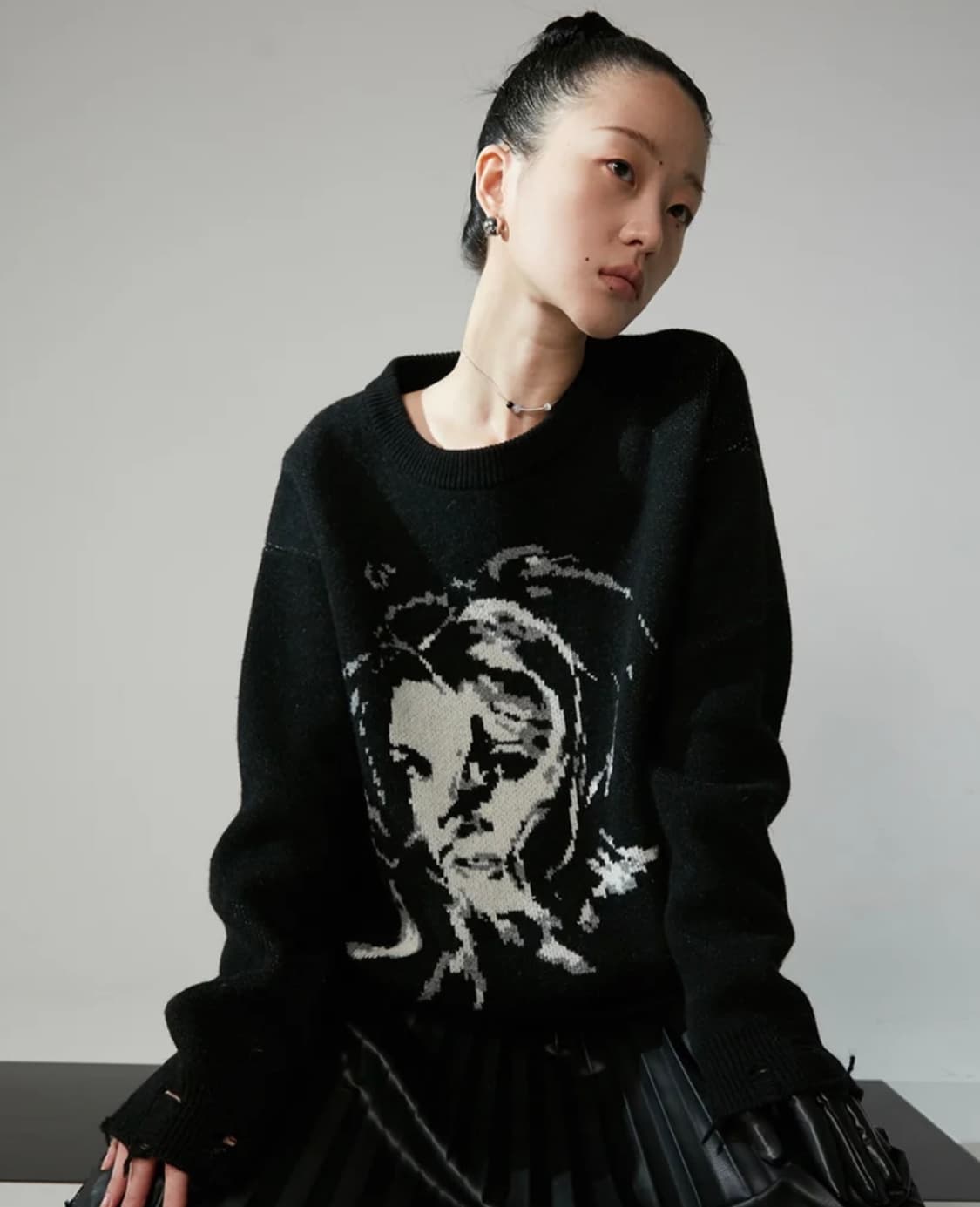 [nache(나체)] 레트로 그런지 니트(black/unisex) 상품이미지3