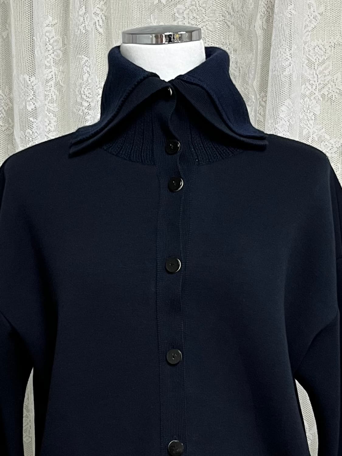 M) 구호 KUHO 하이넥 세일러 카라 가디건 네이비 상품이미지3