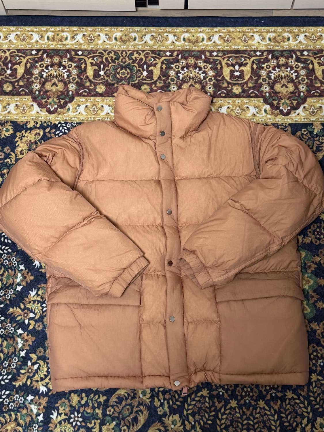 플랙 패딩 점퍼 베이지 오렌지 상품이미지1