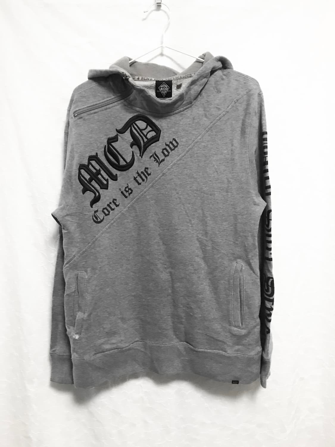 빈티지 펑크 사선 지퍼 레터링 후드 맨투맨 탑 상품이미지2