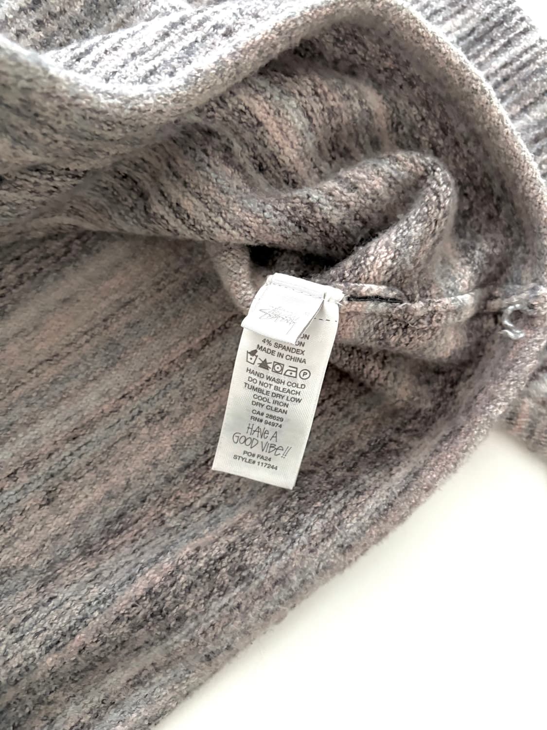 스투시 텍스쳐드 니트 콘트라스트 카라 크루 그레이 멀티 상품이미지7