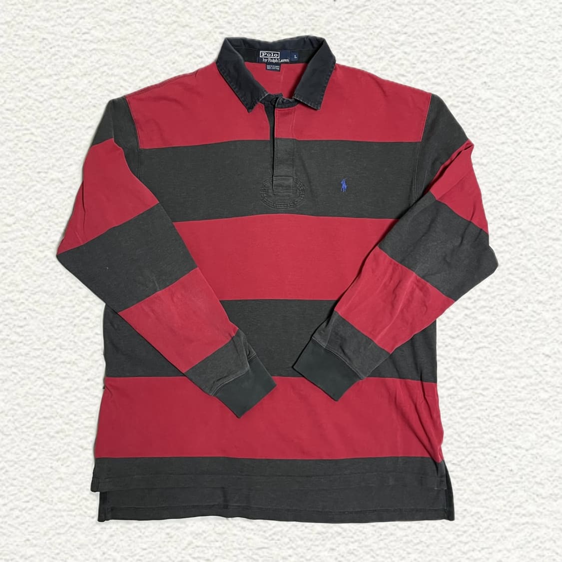폴로 랄프로렌 럭비티 L 레드 차콜 스트라이프 상품이미지1