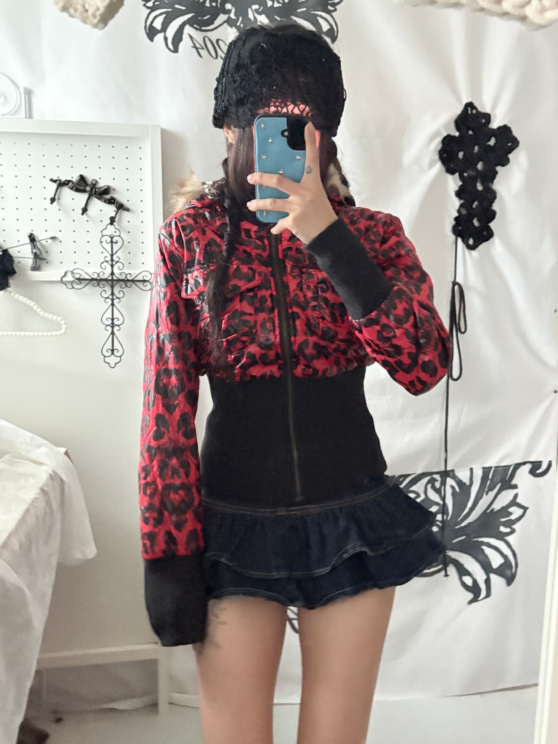 • Red Leopard Fur Quilting Zip-Up Jacket 상품이미지4