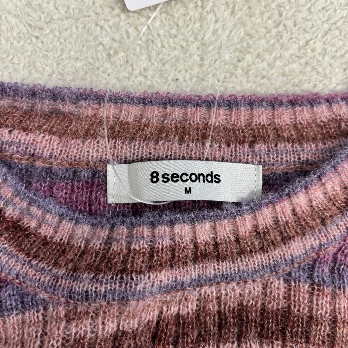 M 에잇세컨즈 퍼플 스트라이프 셔링 리본 타이 울니트 티셔츠 1210-1 상품이미지3