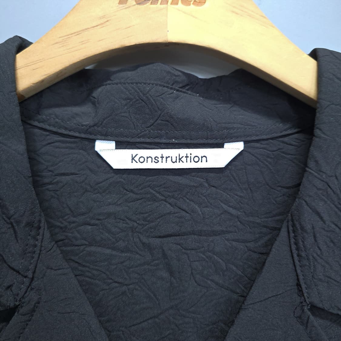 콘스트럭션(Konstruktion) 링클 오픈카라 셔츠 블랙 XL 상품이미지6