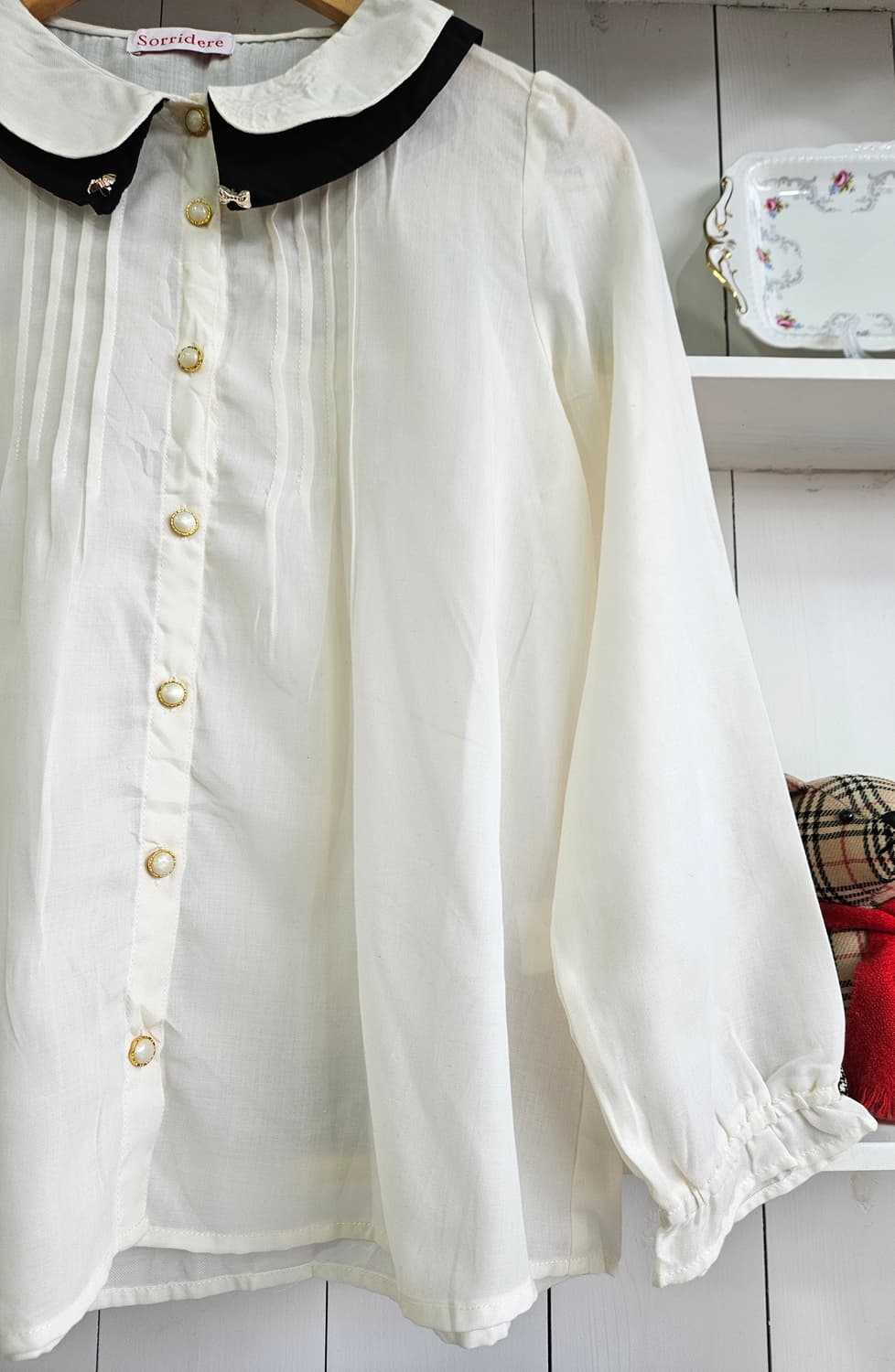 둥근카라 리본 블라우스 상품이미지5