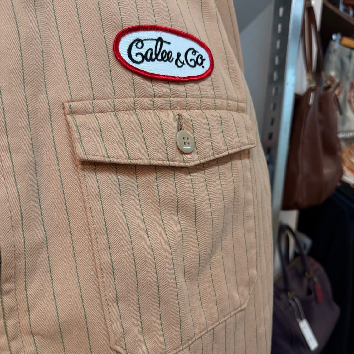 ~L 추천 칼리 라이트 옐로우 브라운 스트라이프 자켓 상품이미지2