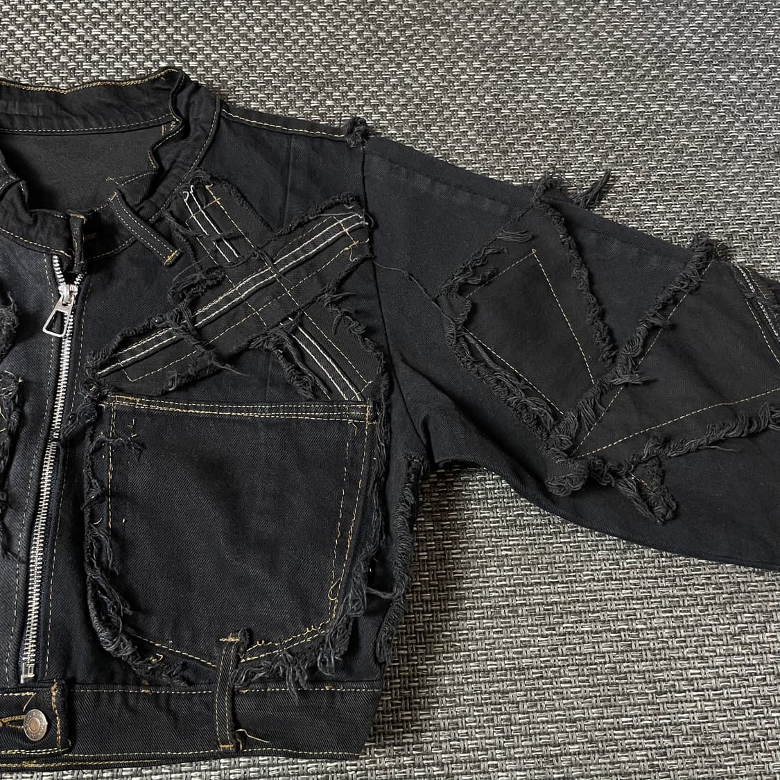 빈티지 흑청 커스텀 크롭 데님 자켓  상품이미지4