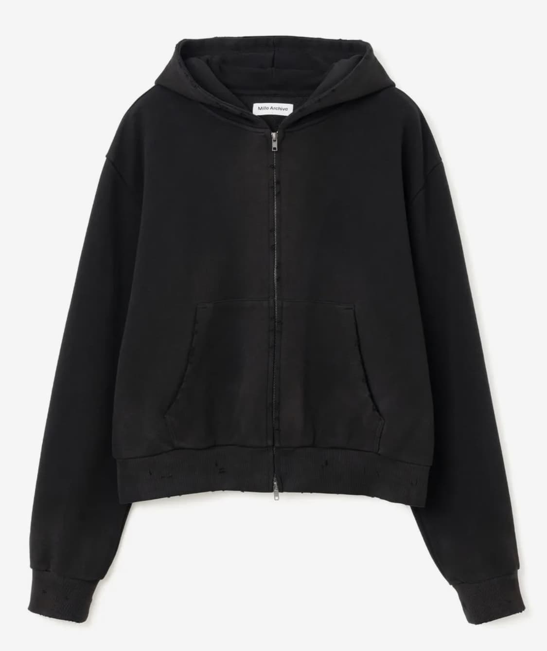 밀로아카이브 데미지 쇼트 후드집업 XL 상품이미지1