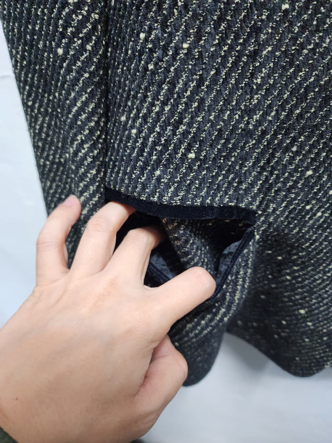 sencemore 테일러드 90s 벨벳 wool 카라 트위드 자켓 상품이미지5