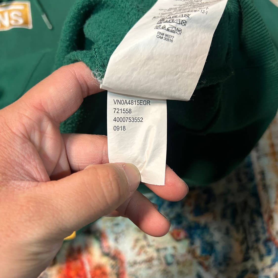 [XL] 반스 박스로고 체커보드 그린 후드티 상품이미지9