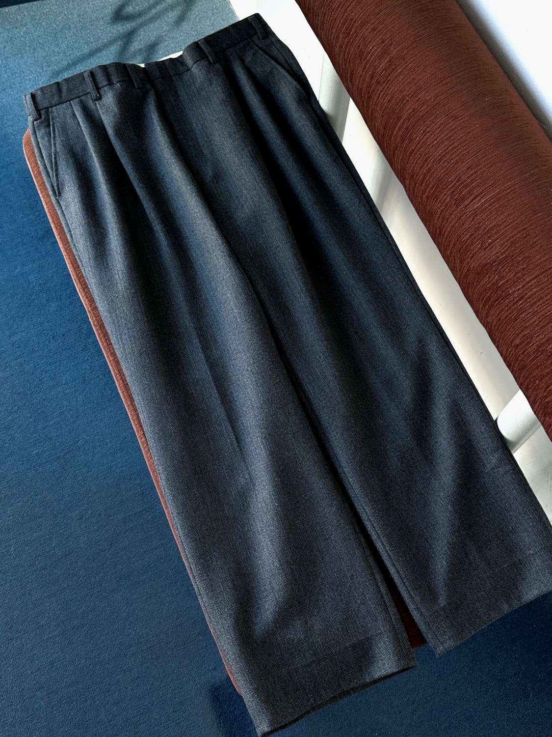 Tweed design 2 tuck wide straight slacks 상품이미지3