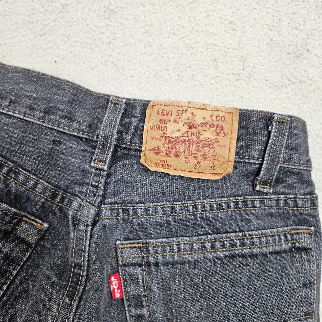 90s 리바이스 701 흑청 데님 27 30 made in usa 상품이미지7