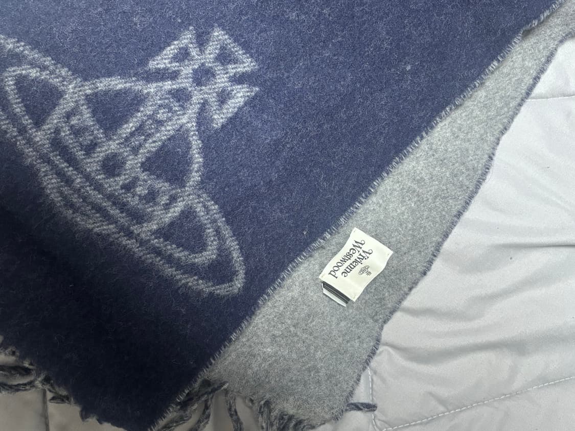 비비안웨스트우드 더블로고 목도리 머플러 네이비 그레이 상품이미지1