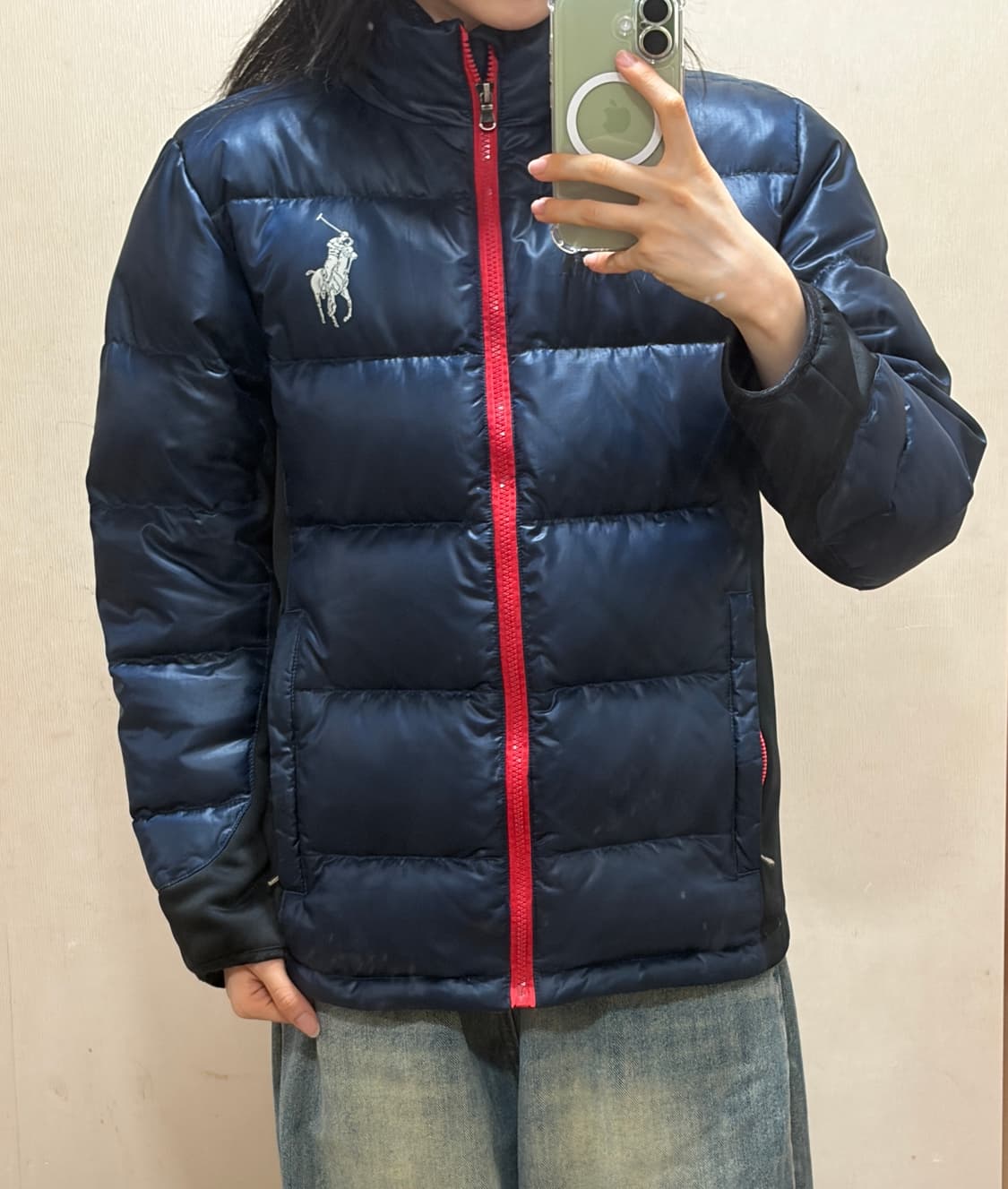 폴로 빅포니 네이비 폴리 덕다운 패딩 자켓 상품이미지1