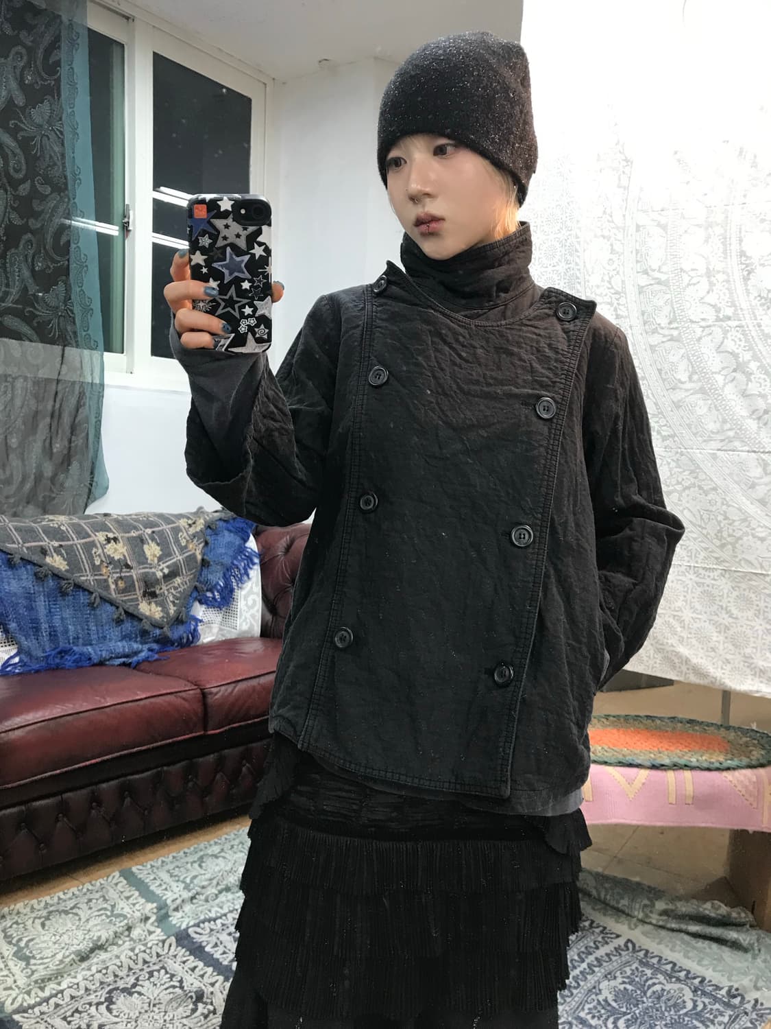 빈티지 더블버튼 7부 코튼자켓  상품이미지1