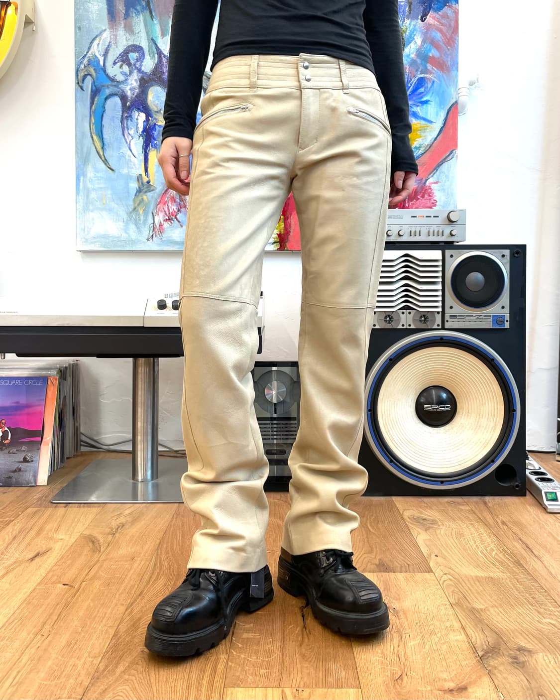 [M] COMME CA DU MODE 레더 세미 플레어 팬츠 상품이미지3