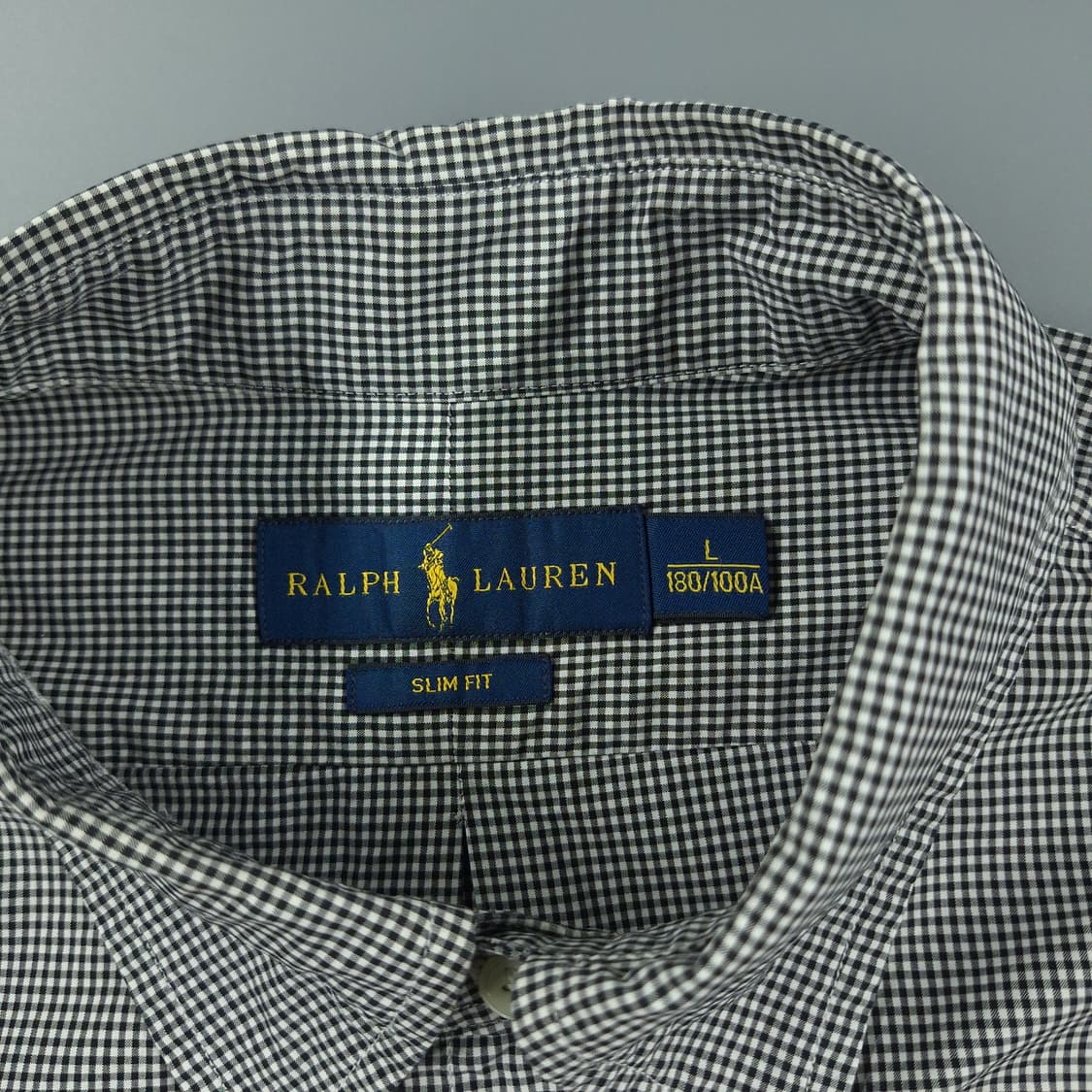 폴로랄프로렌 블랙 화이트 체커패턴 블랙포니 슬림핏 코튼 남방 셔츠 L 상품이미지6