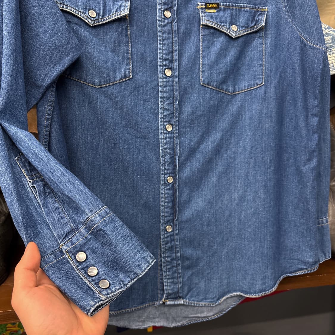 90s 리 웨스턴 요크 펄스냅 워크포켓 데님셔츠 N1204 상품이미지4