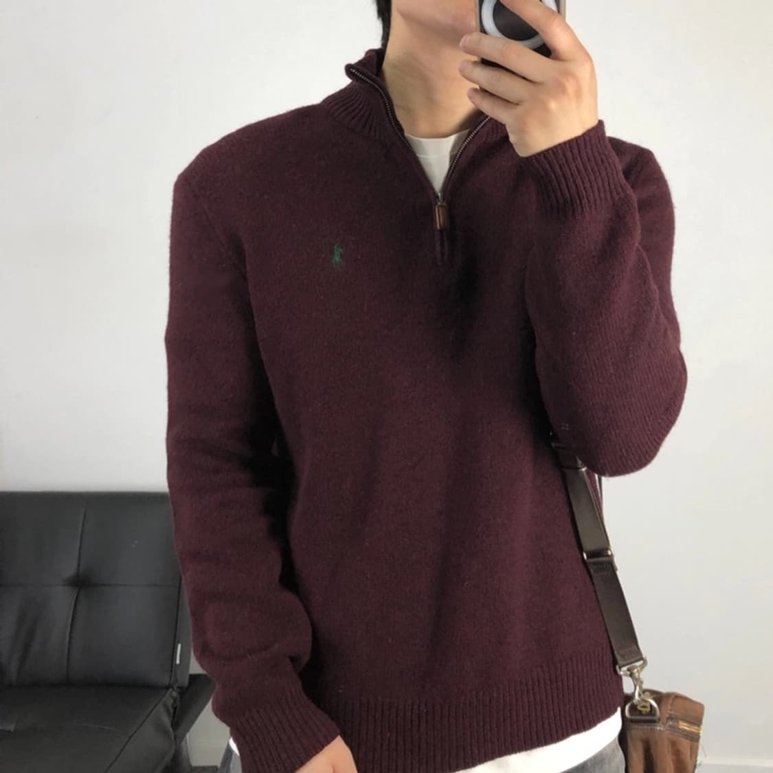 폴로 정품 딥버건디 하프집업 카키포니 상품이미지2