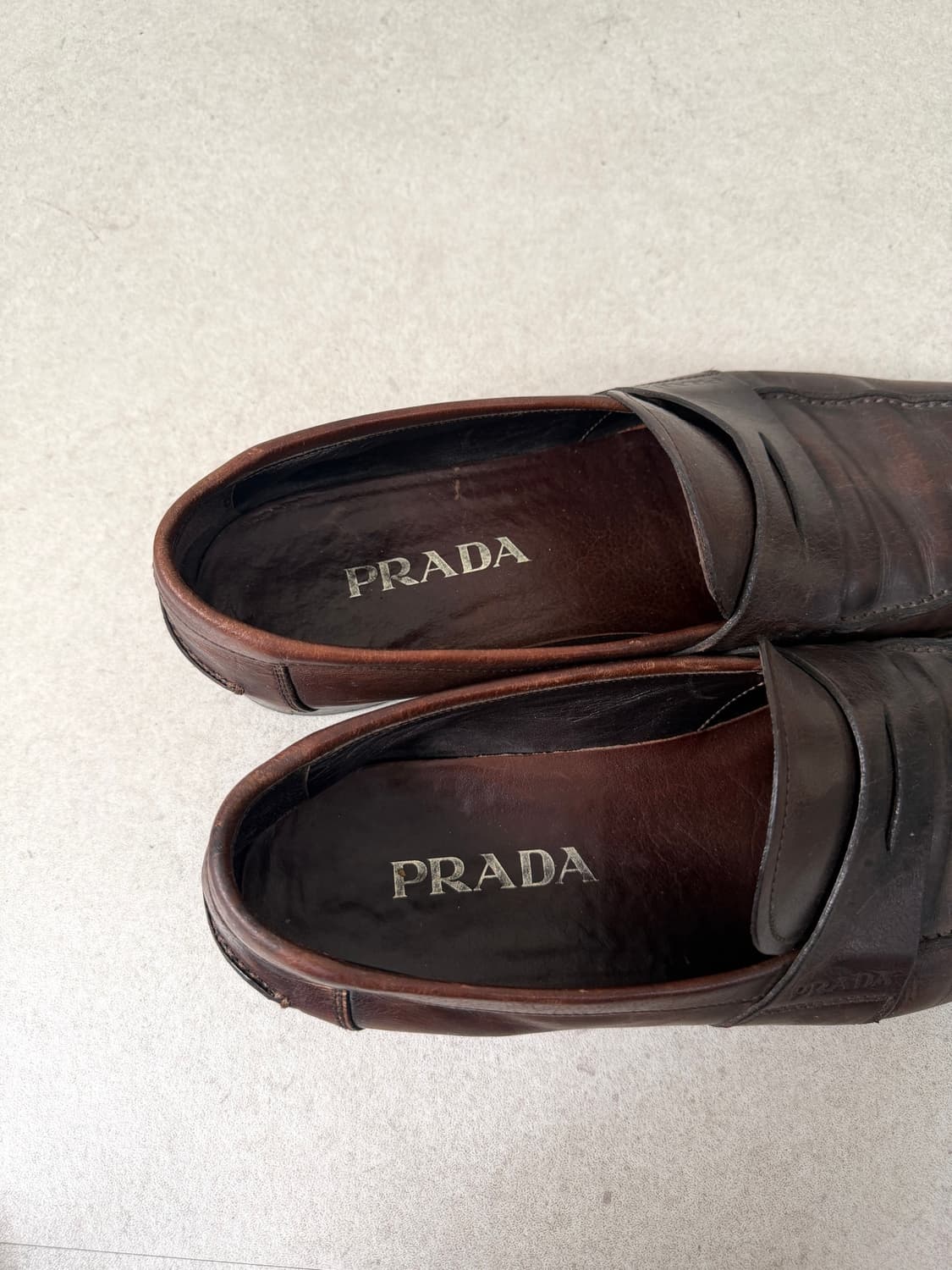 Prada 2000s 브라운 레더 페니 로퍼 상품이미지3