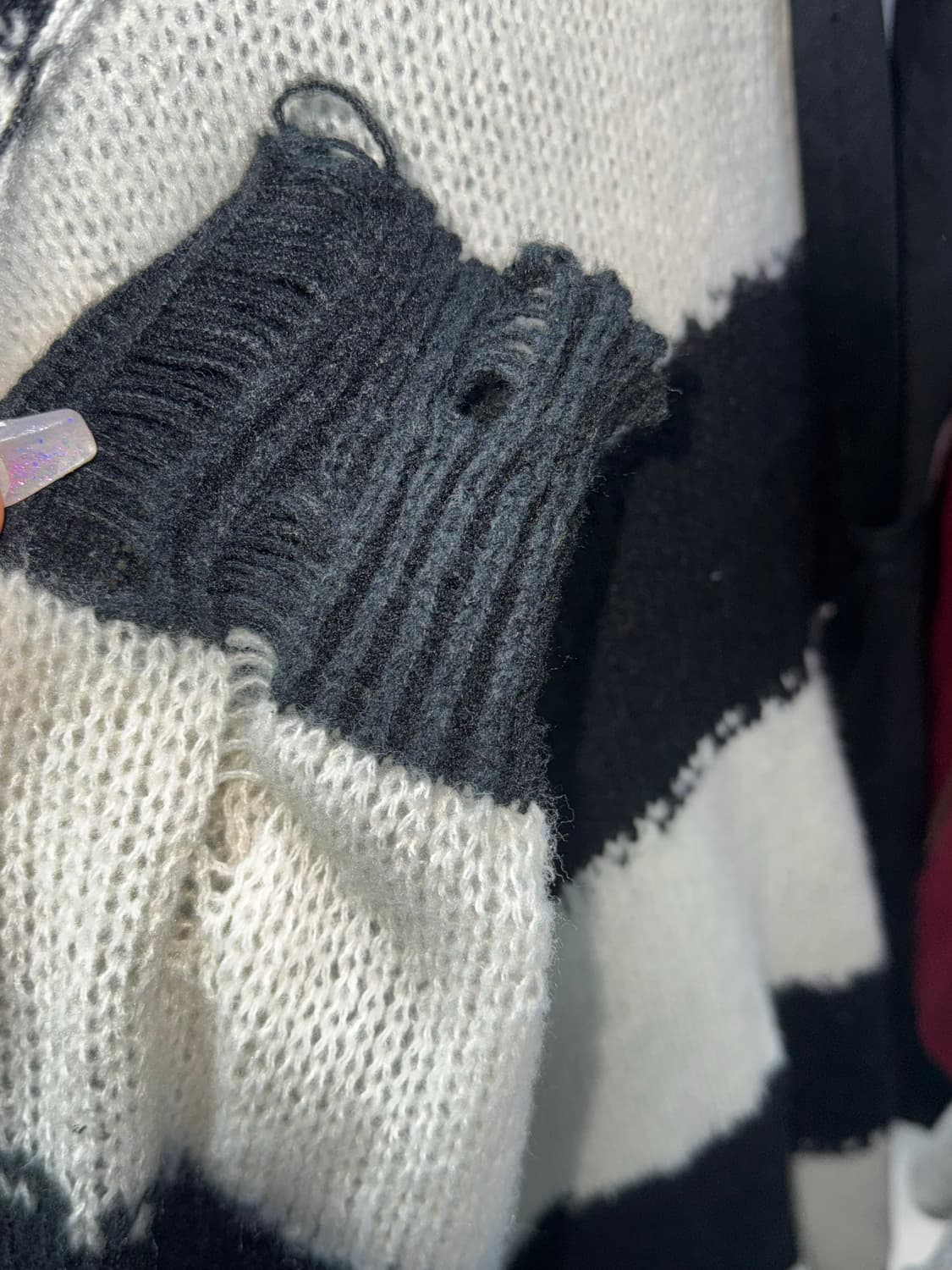 무채색 스트라이프 데미지 니트 리본 코트 코디세트  상품이미지7