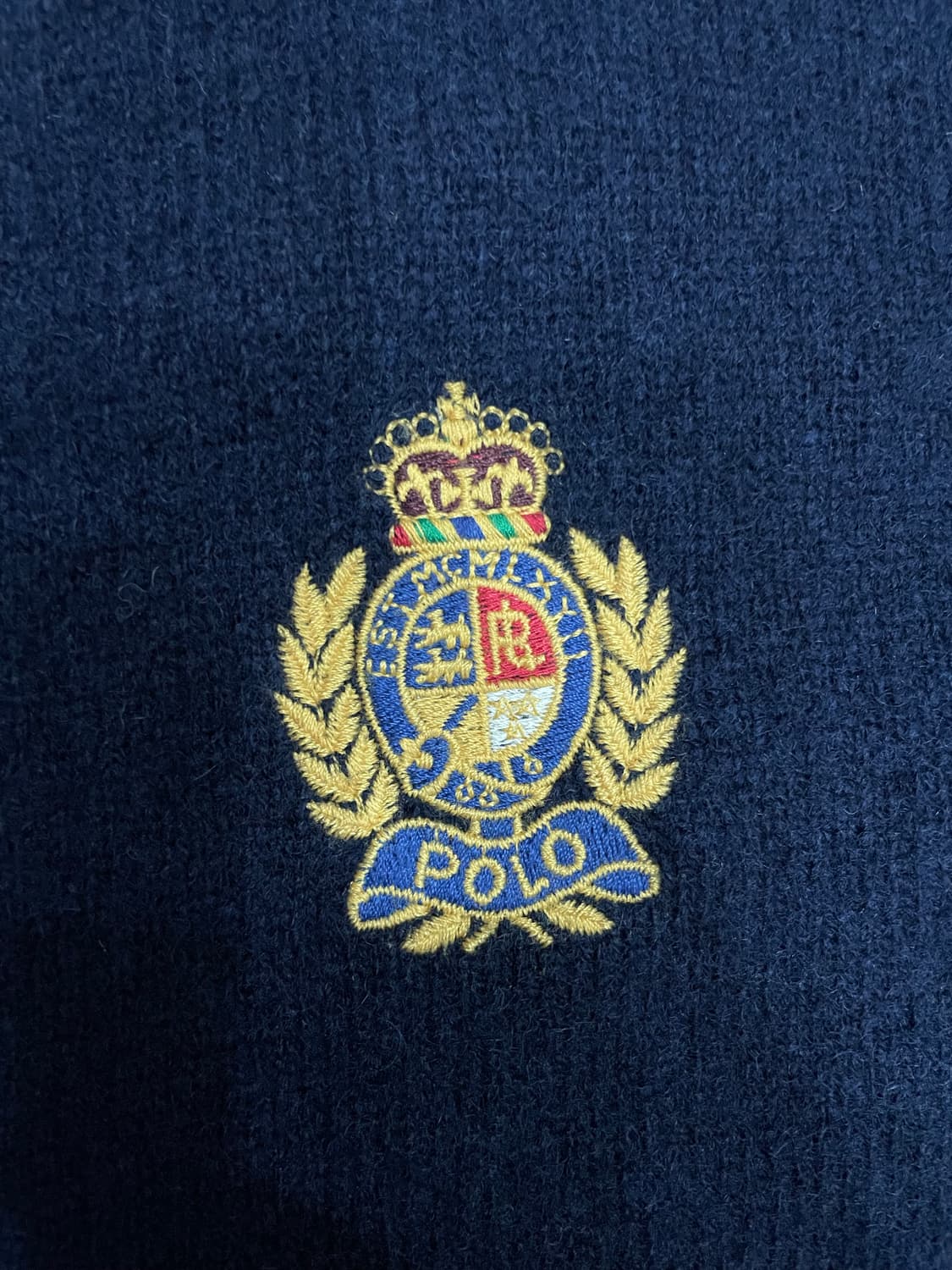 90s 폴로 금장 크레스트 와펜 울 가디건 네이비 상품이미지6