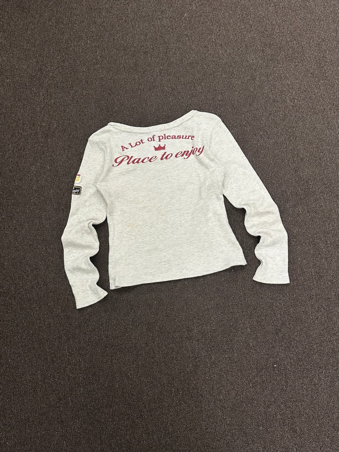 M)Japanese vintage 여성 프린팅 패치 와플 롱슬리브 상품이미지8