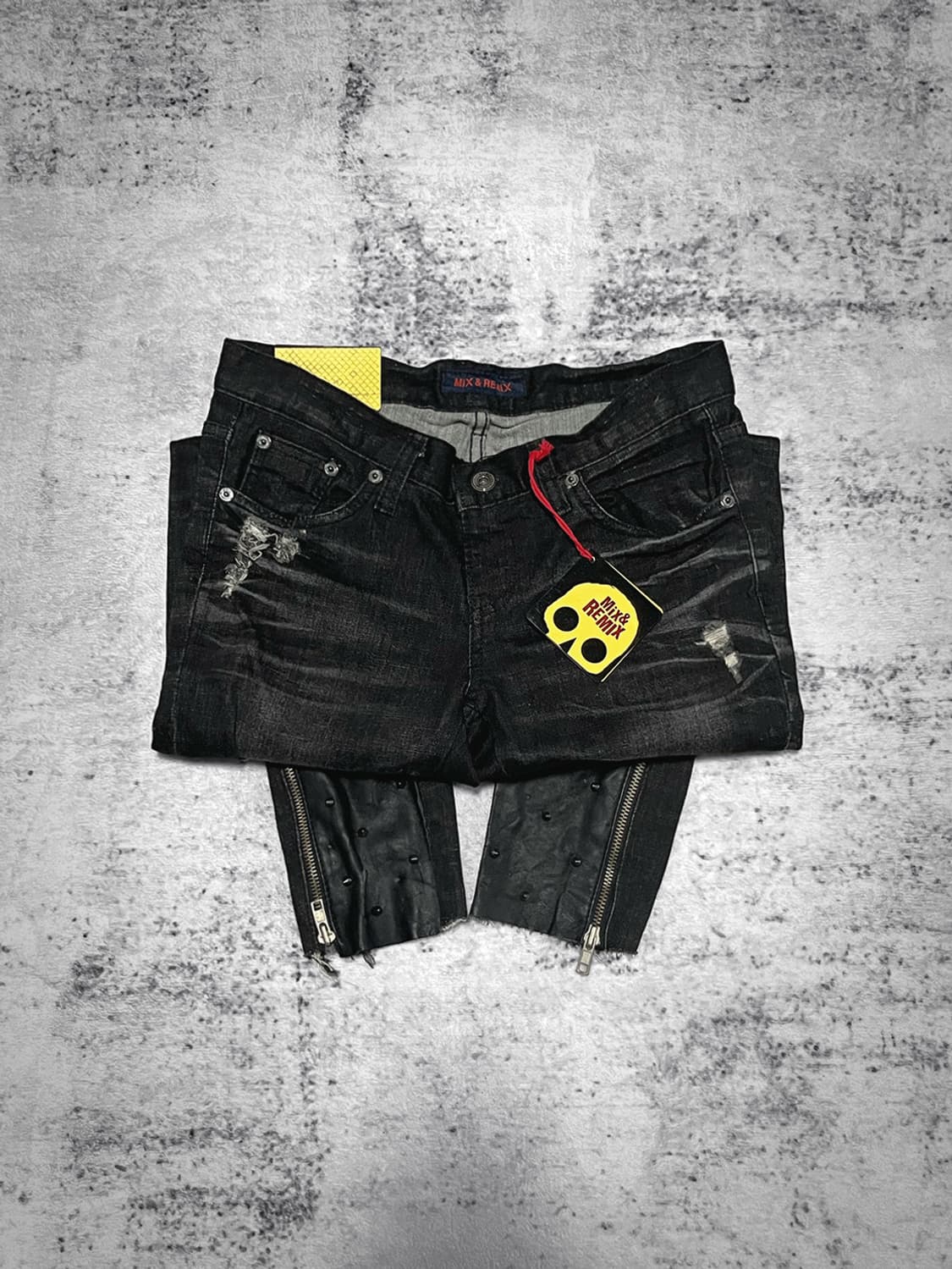 hem leather stud punk skinny  상품이미지2