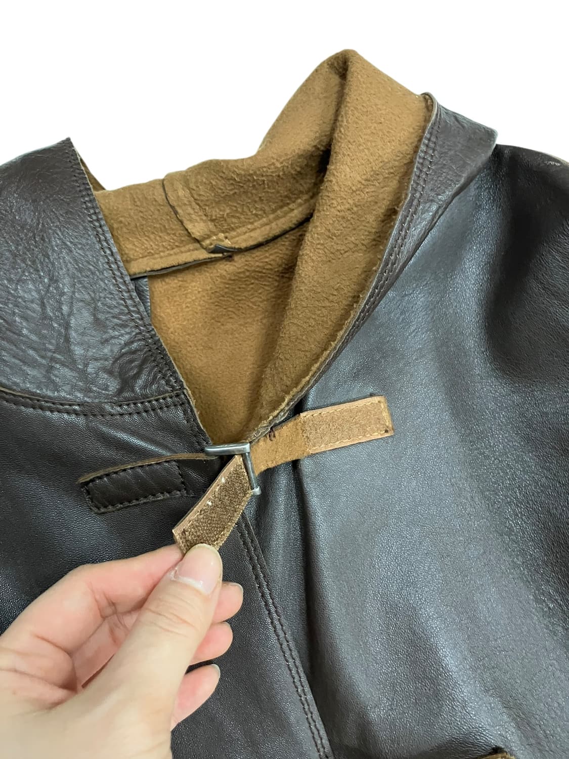 ARTICO 레더 후드 롱 자켓 M-L 상품이미지3