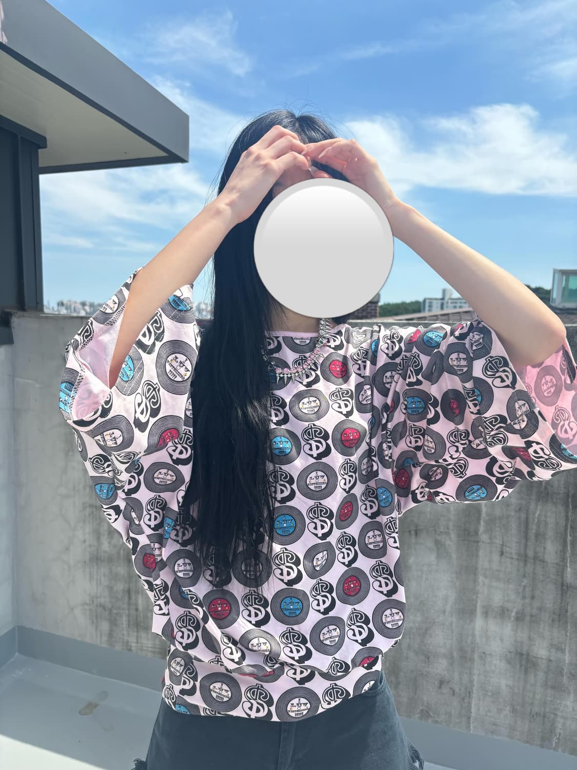 달러 프린팅 키모노 레이스업 티셔츠 상품이미지2
