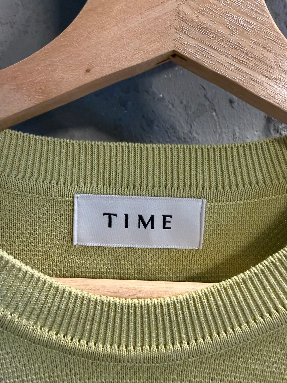 100 타임 TIME 라운드넥 메쉬 조직 니트 라임그린 상품이미지5