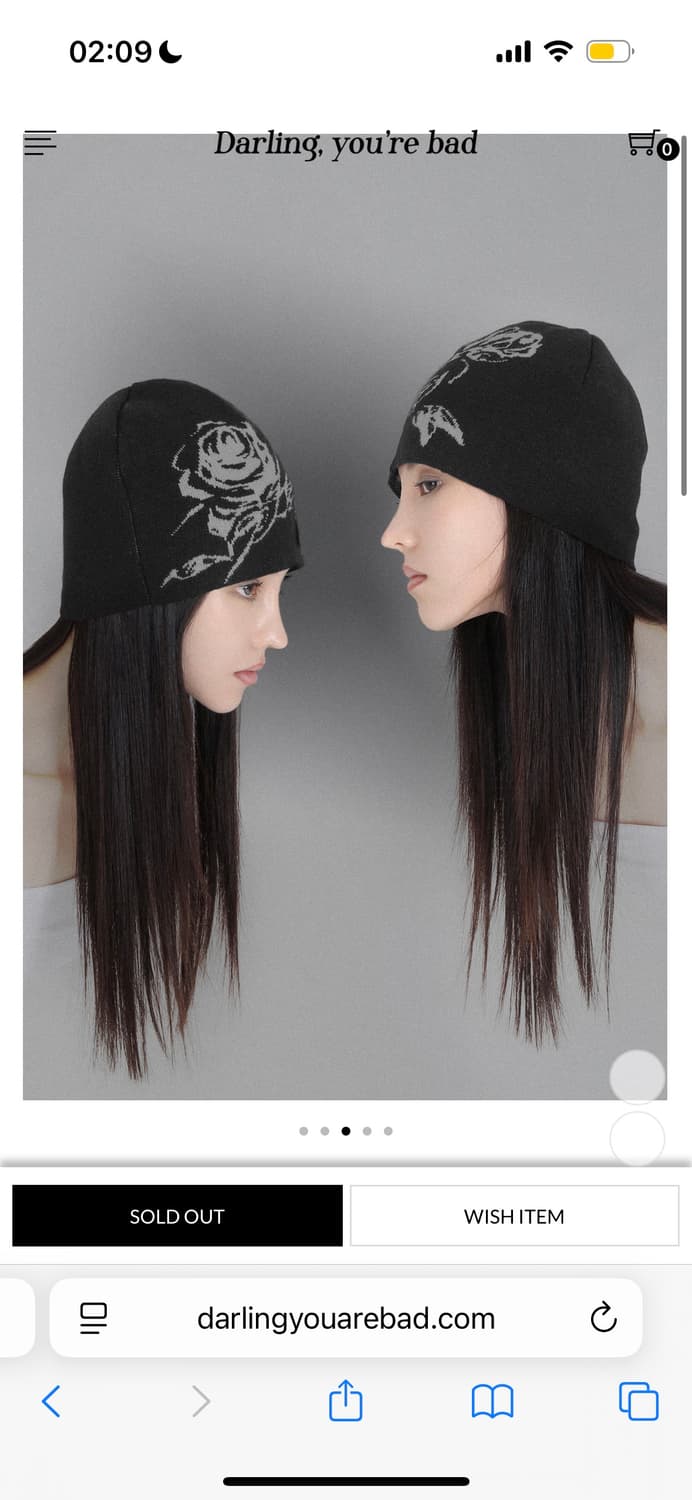 Darling youre bad 로즈 자카드 비니 블랙 상품이미지2