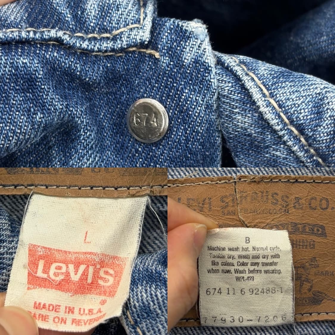 90s 리바이스 674 데님자켓 화이트블루탭 (L~2XL) 상품이미지9