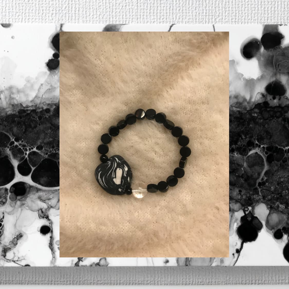 오리엔탈 핸드메이드 빈티지 팔찌 동양풍 악세사리 블랙 하트 상품이미지1