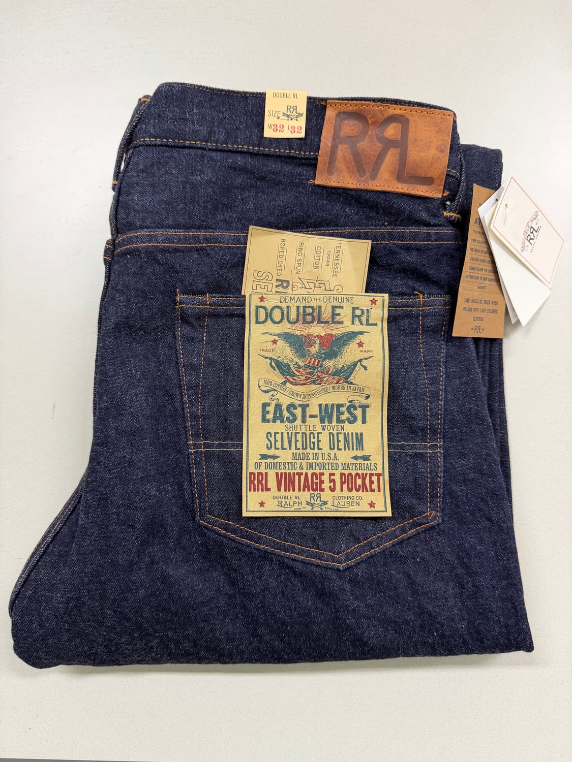 rrl 더블알엘 빈티지 파이브포켓 이스트웨스트 셀비지 린스 진 32/32 상품이미지7