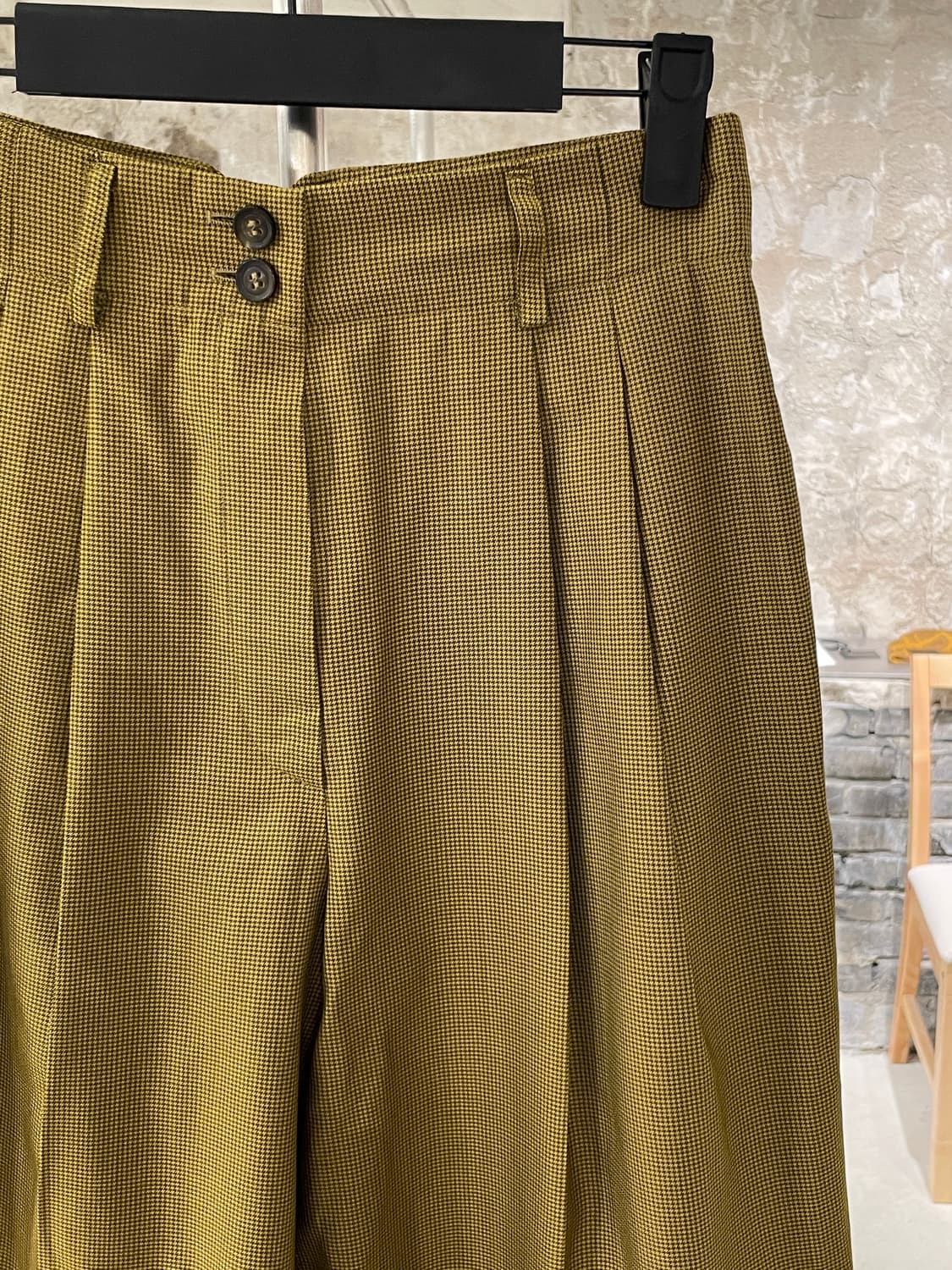 질샌더 골드 하운드 투스 체크 핀턱 와이드 카프리 팬츠 상품이미지3