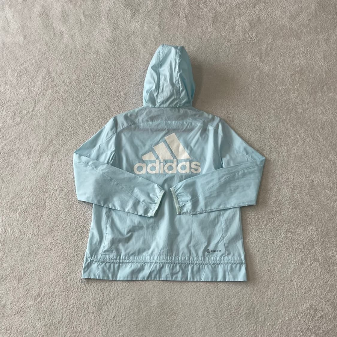 S 아디다스 여성 윈드 경량 바람막이 러닝 백로고 하늘색 상품이미지8
