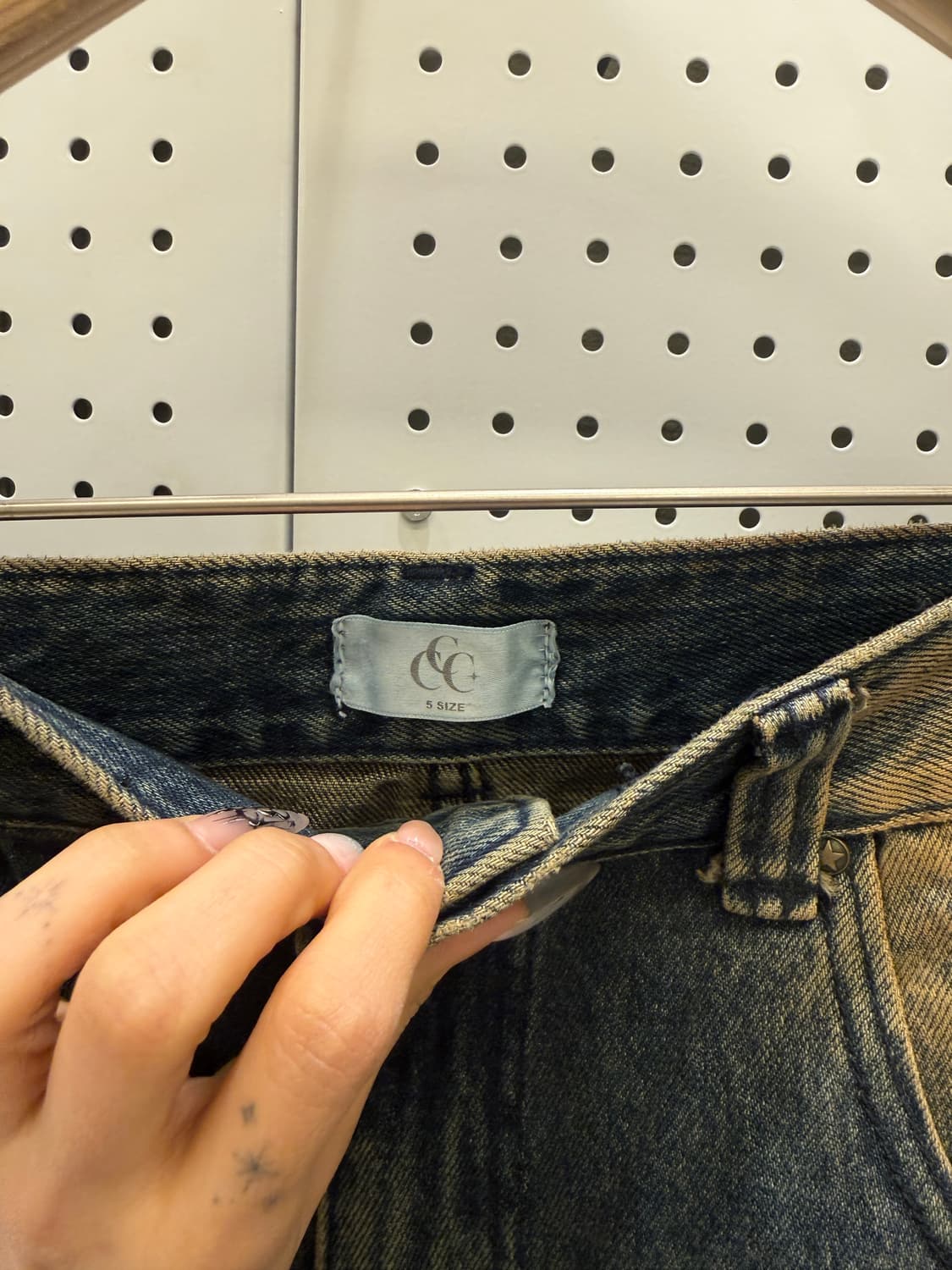 빈티지 워싱 데미지 와이드 데님 팬츠 U882 상품이미지5