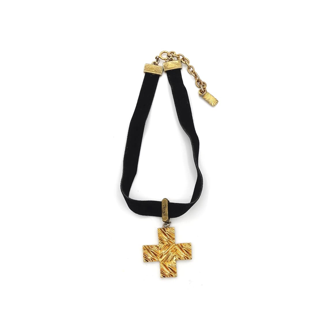 YSL 입생로랑 메탈 크로스 펜던트 초커 네클리스 상품이미지1