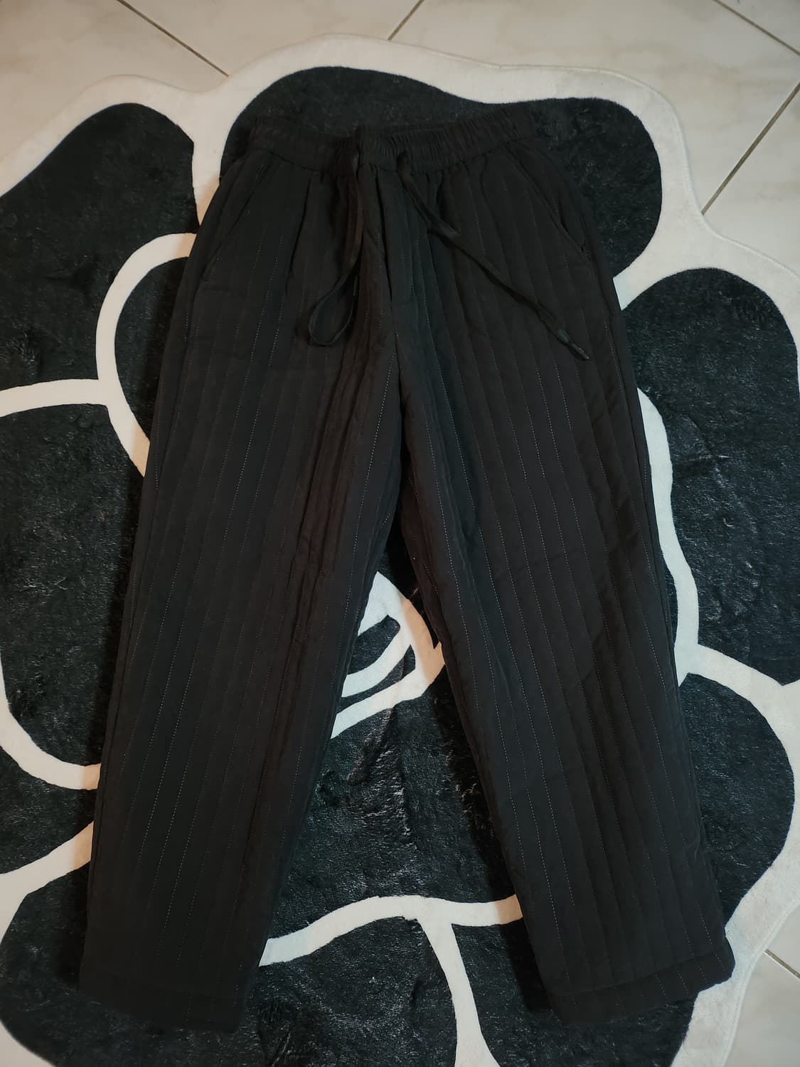 247시리즈 퀼티드 셋업 와이드 팬츠 BLACK 상품이미지6